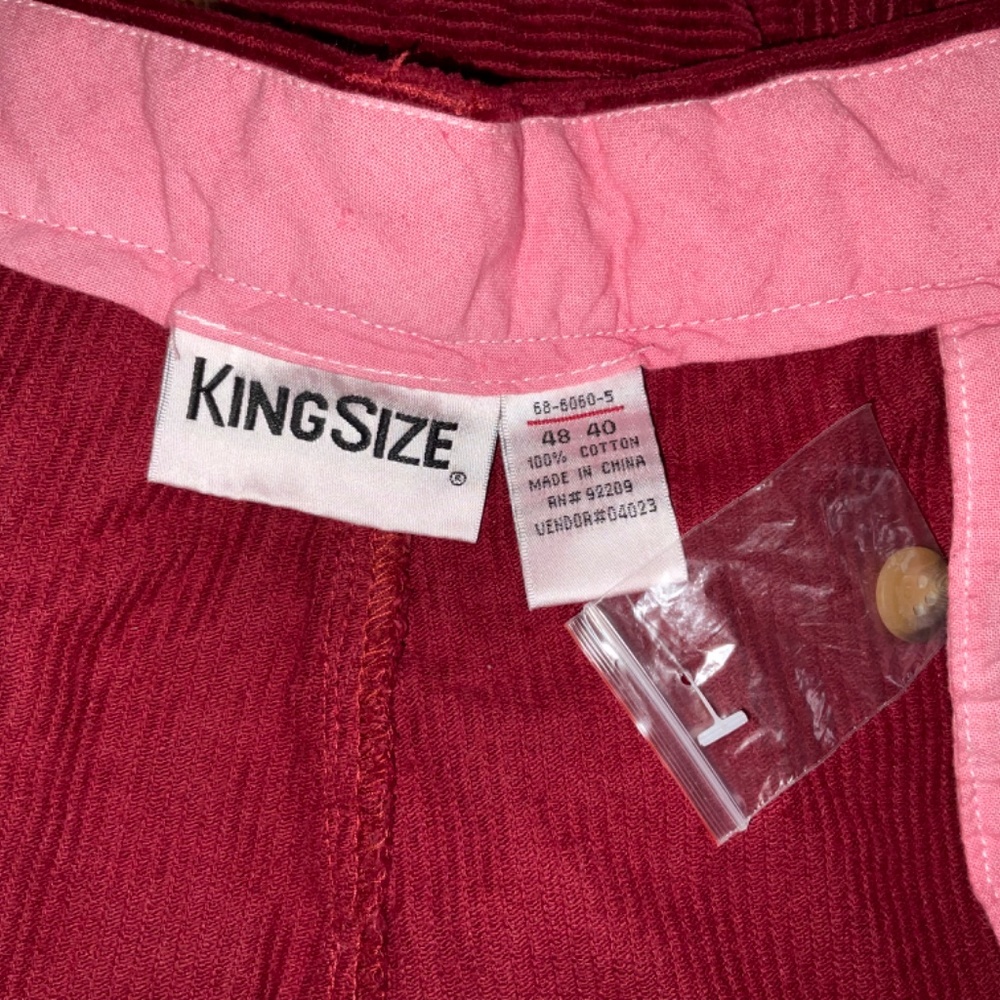 Red Corduroy Pants with Flat Front Design - Picture 8 of 12